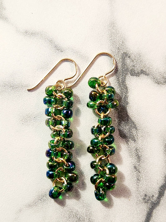 Green dewdrop earrings