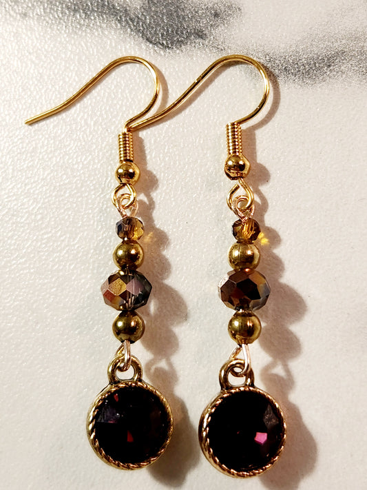 Plum purple & Gold earrings