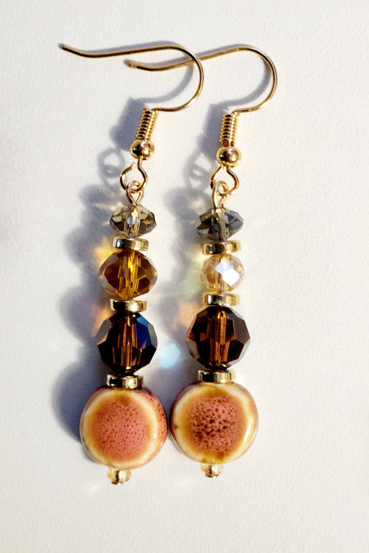 Orange amber crystal earrings