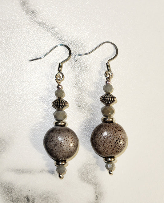 Gray stone earrings