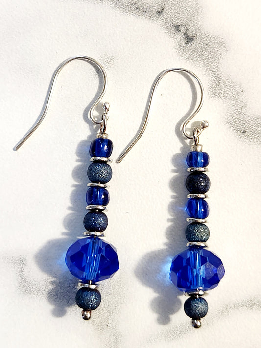 Mixed blue beaded earrings