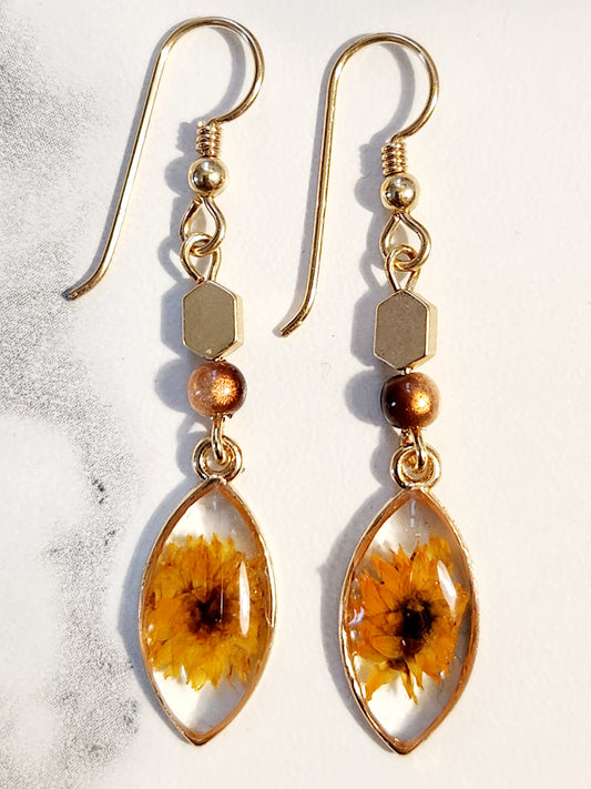 Orange flower earrings