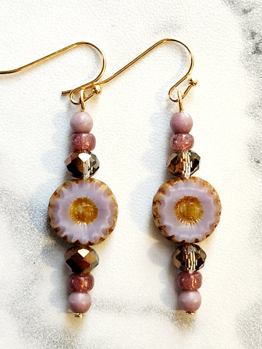 Mixed purple flower earrings