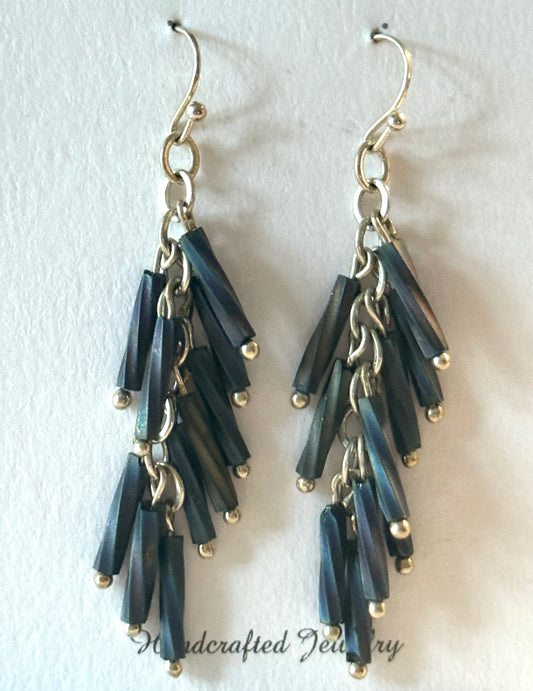 Black fringe earrings