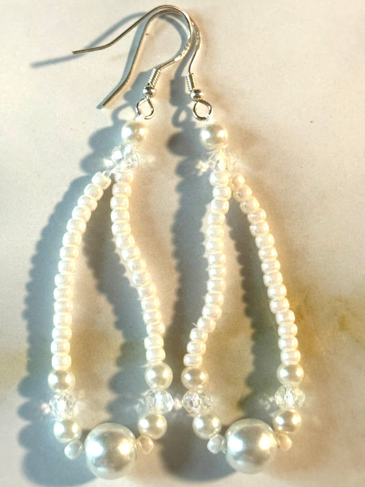 White long earrings