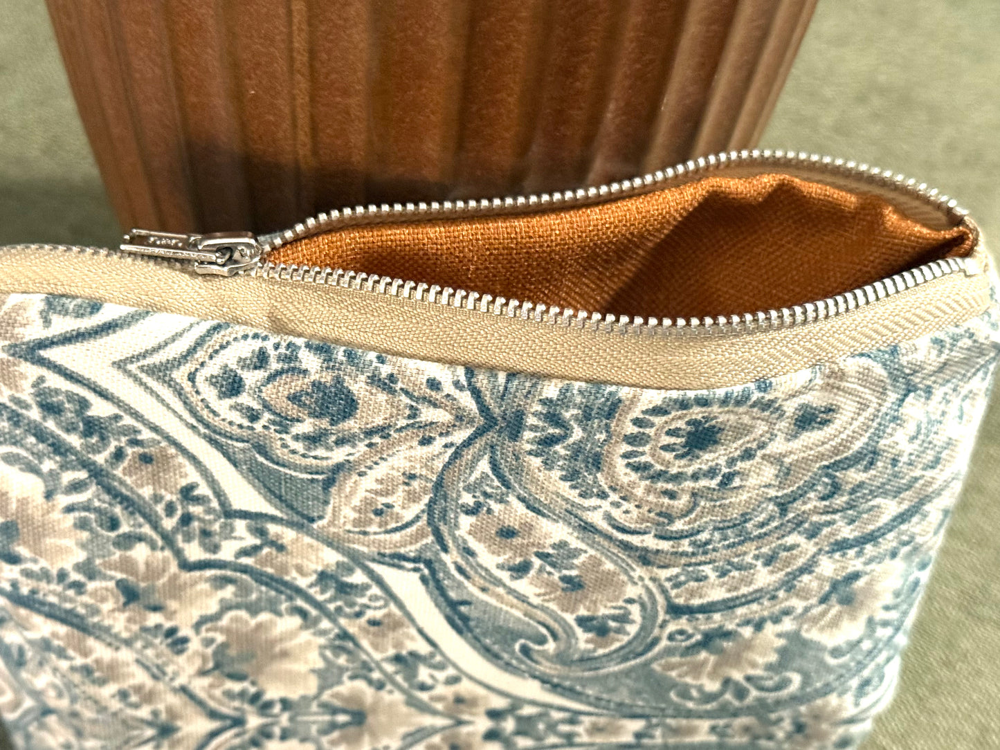 Green paisley zipper pouch