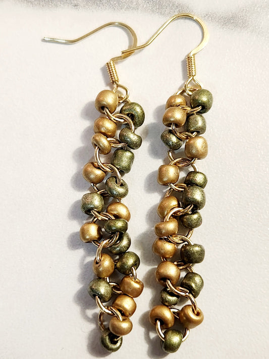 Gold & Green dewdrop earrings
