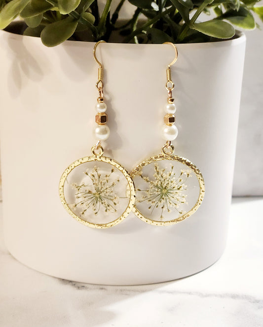 Pearl & Gold flower earrings