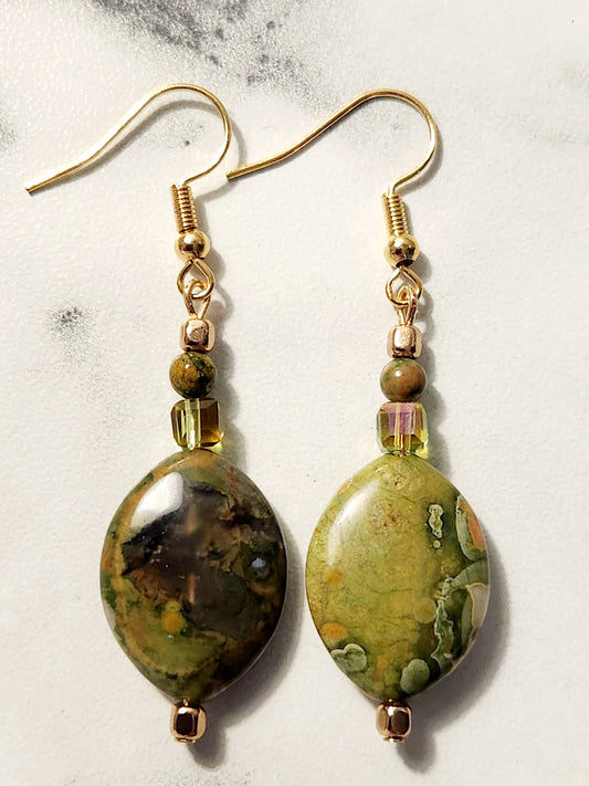 Green semi precious stone Earrings
