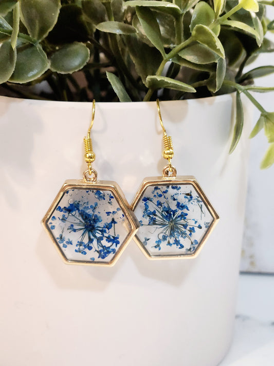 Blue flower earrings