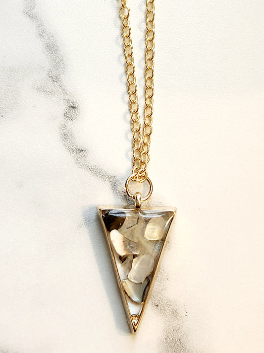 Gold crushed shell pendant