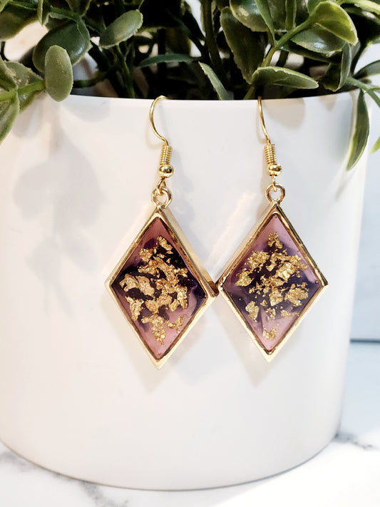 Pink gold flake earrings