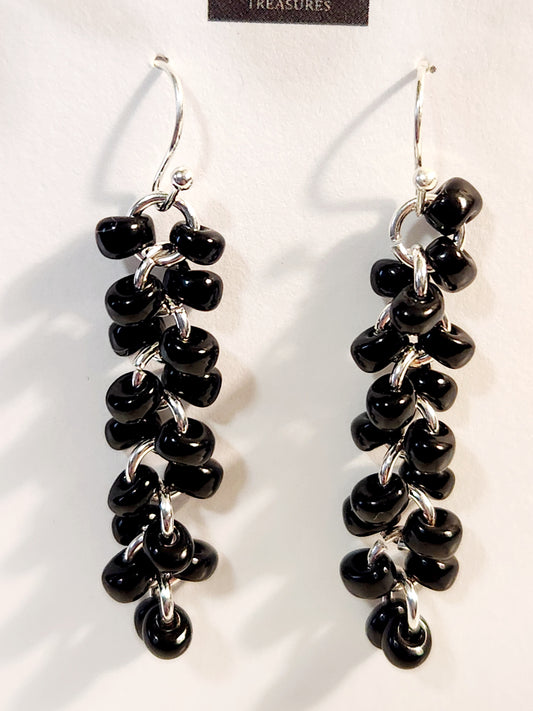 Silver & Black drop earrings